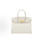 HERMES Birkin 30 Gold Buckle Women\'s Edition 10 Craie Milkshake White